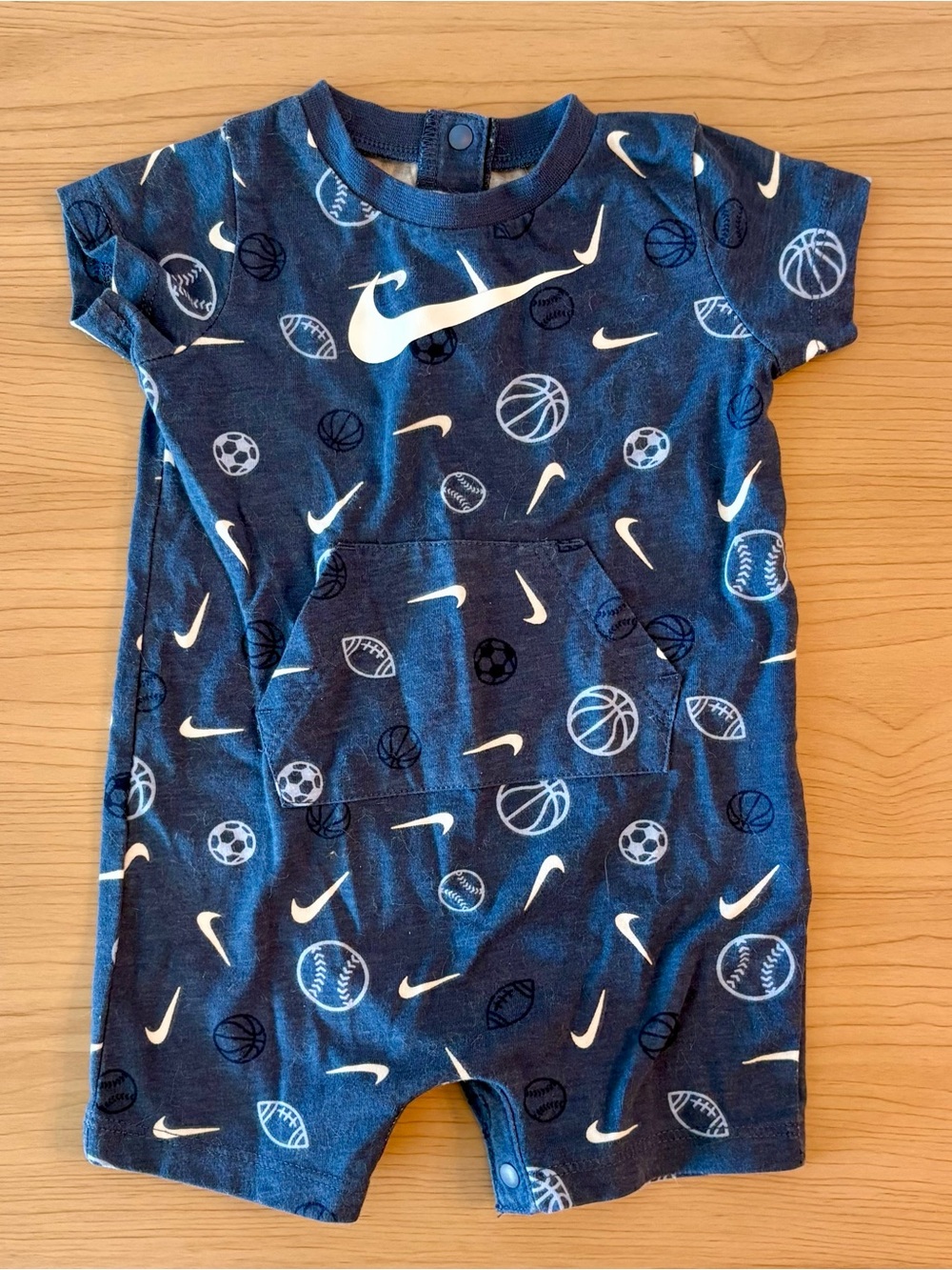 Nike Navy Sports Ball Print Baby One-Piece